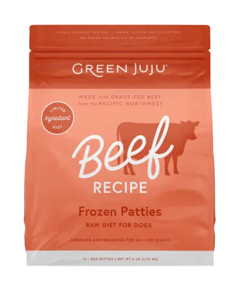 Green Juju Frozen Dog Food - Beef Recipe Patties 6lb Bag