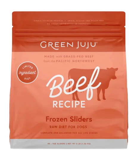 Green Juju Frozen Dog Food - Beef Recipe Sliders 3lb Bag