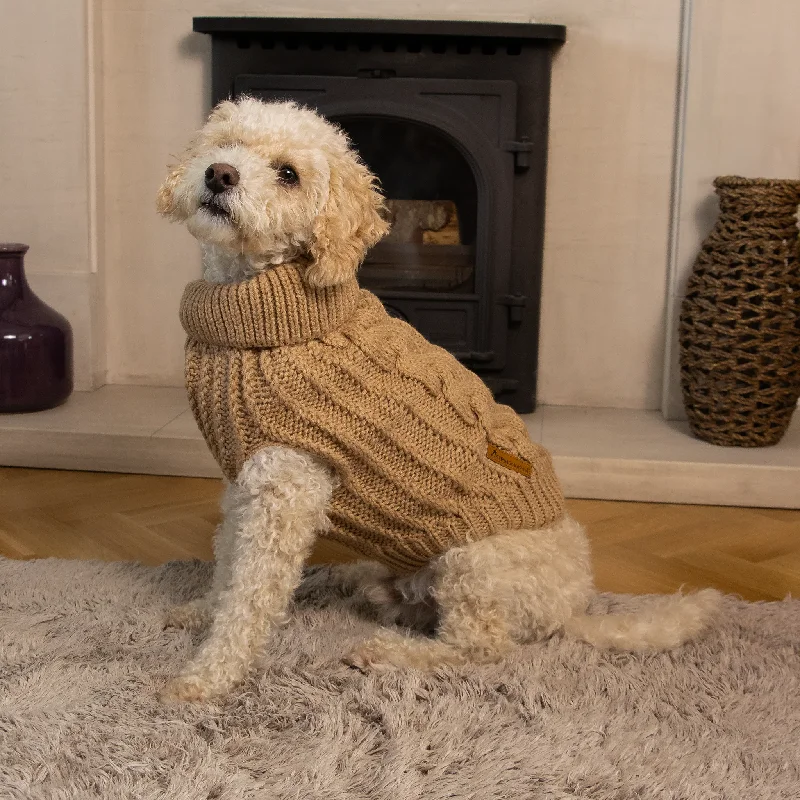 Dog Luxury Knitted Fitted Jumper in Brown – S/M/L