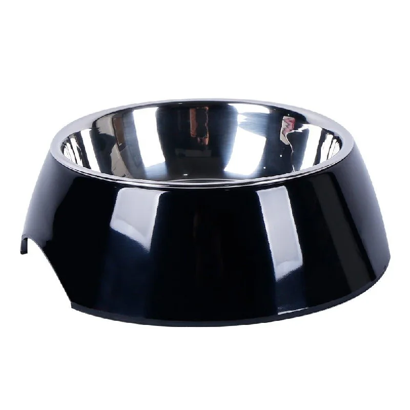 Non Slip Melamine Cat Dog Bowl - Black - S/L