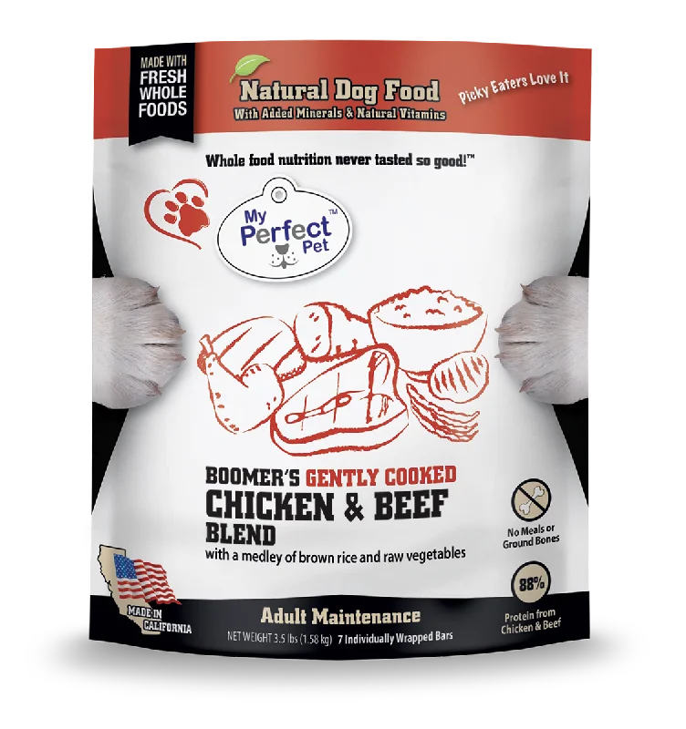 My Perfect Pet Frozen Gently Cooked Boomer's Chicken & Beef Blend for Adults 3.5lb Bag - 7 individually wrapped bars