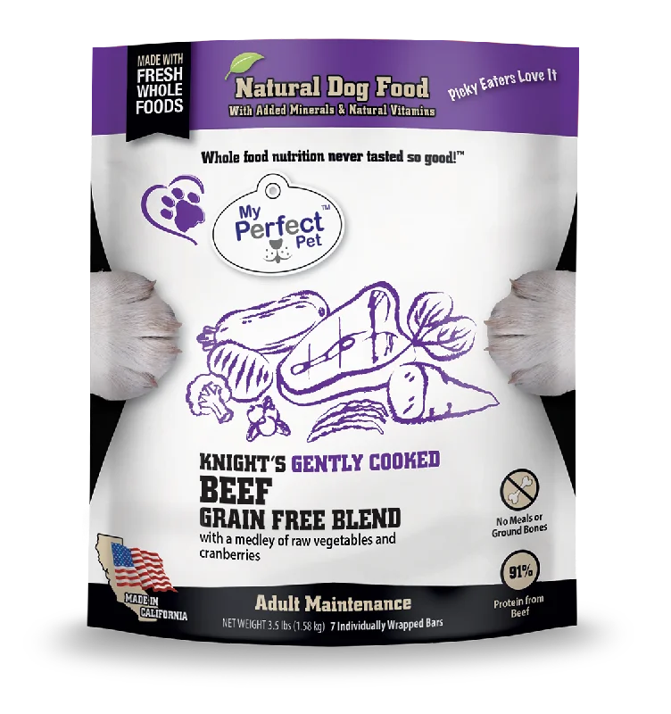 My Perfect Pet Frozen Gently Cooked Knight's Beef Grain Free Blend for Adults 3.5lb Bag - 7 individually wrapped bars