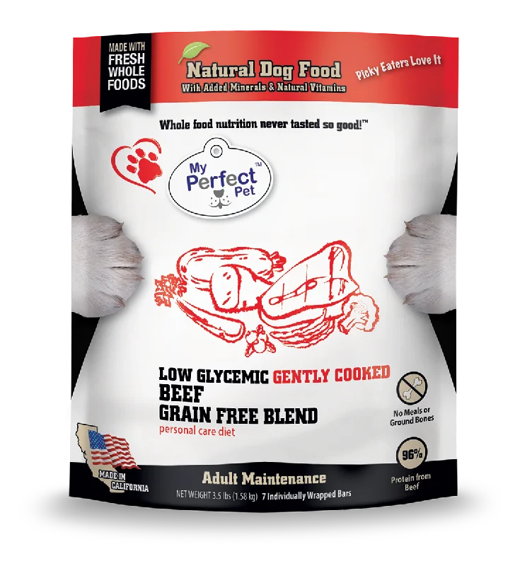 My Perfect Pet Frozen Low Glycemic Gently Cooked Beef Grain Free Blend Blend 3.5lb Bag - 7 individually wrapped bars