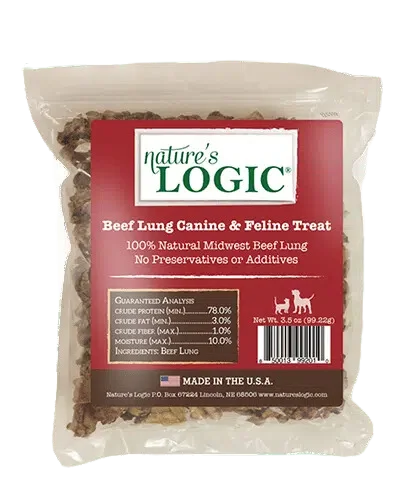 Nature's Logic Dog Treat Beef Lung Bites 3.5oz Bag