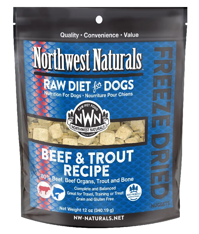 Northwest Naturals Freeze-Dried Dog Food - Beef & Trout Recipe - 12oz Bag