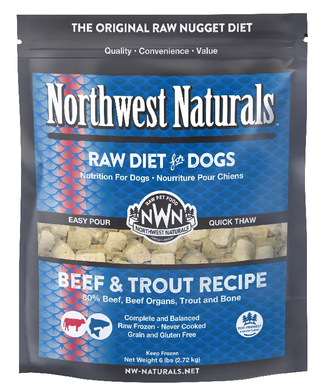 Northwest Naturals Frozen Raw Nuggets - Beef & Trout - 6lb Bag *Special Order Only*