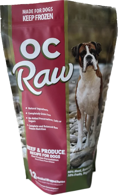 OC Raw Frozen Dog Food Patties Beef & Produce 6lb Bag