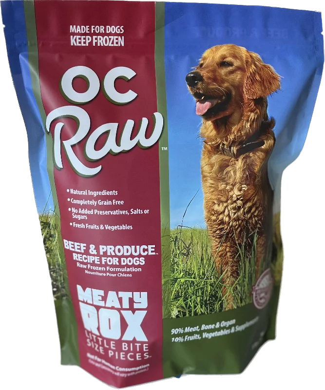 OC Raw Frozen Dog Food Meaty Rox - Beef & Produce