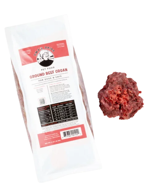 Oma's Pride Frozen Raw Ground Beef Organ 2lb Block