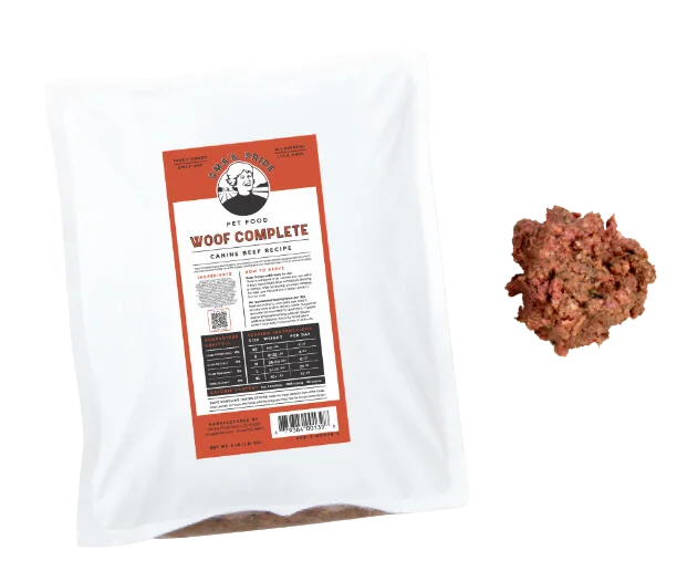 Oma's Pride Frozen Raw Woof Complete Canine Beef Recipe 4lb Block