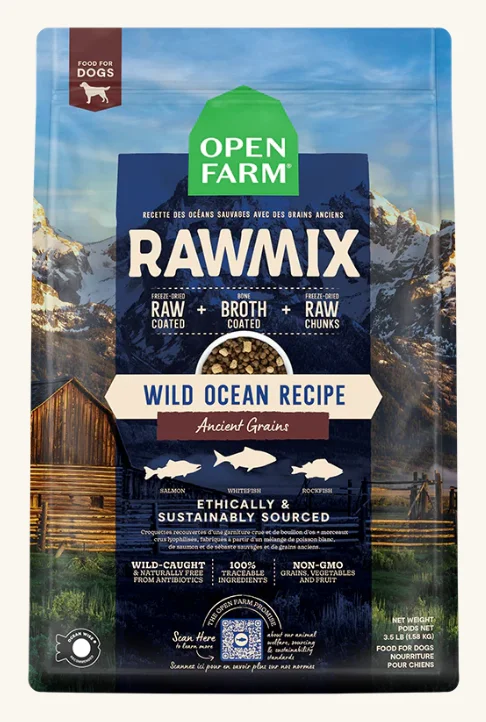 Open Farm Dry Dog Food RawMix Ancient-Grain Wild Ocean Recipe