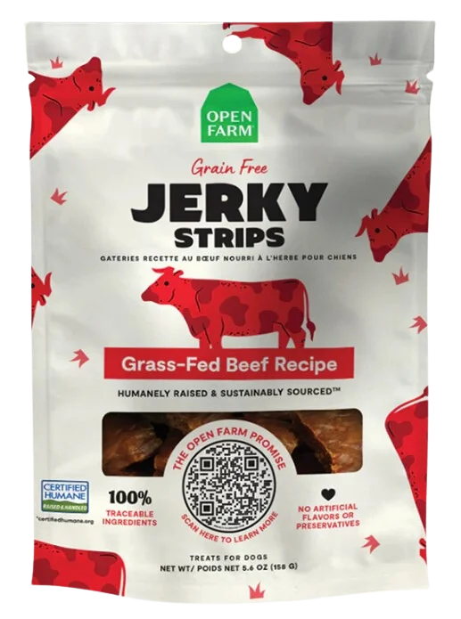 Open Farm Grain Free Jerky Strips Beef 5.6oz Bag