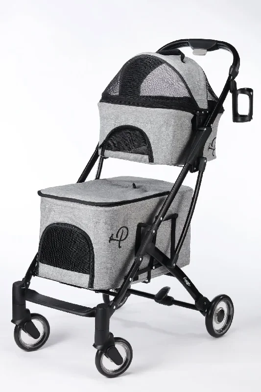 Petique Deluxe Double Decker Pet Stroller - Gray