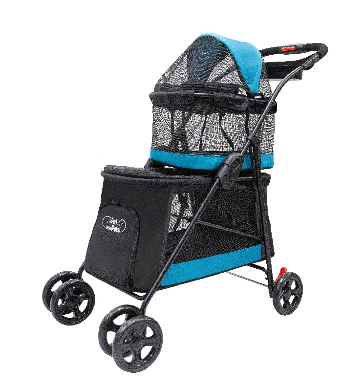 Petique Double Decker Pet Stroller - Turquoise