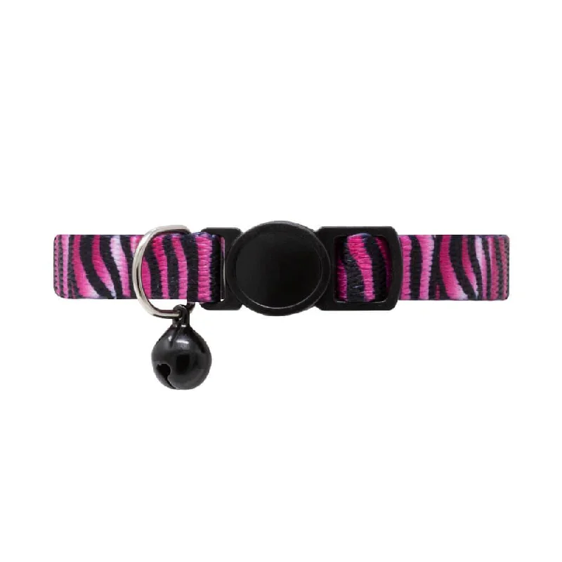 Pink Zebra Print Safety Release Buckle Cat Collar