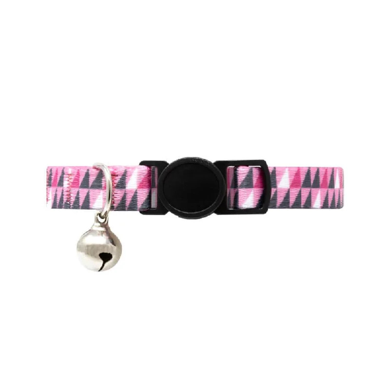 Pink and Grey Geometric Cat Collar with Safety Release Buckle