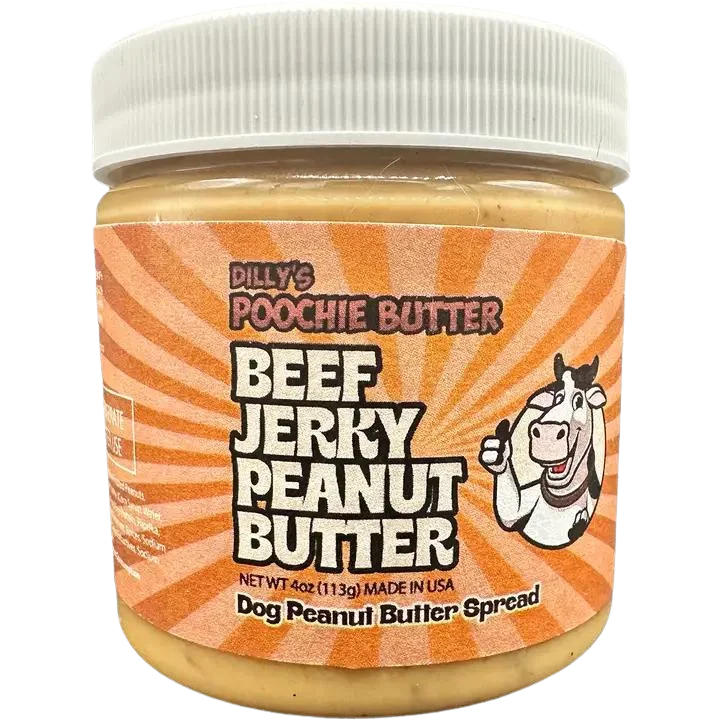 Poochie Butter Dog Beef Jerky Flavored Peanut Butter 4oz Jar