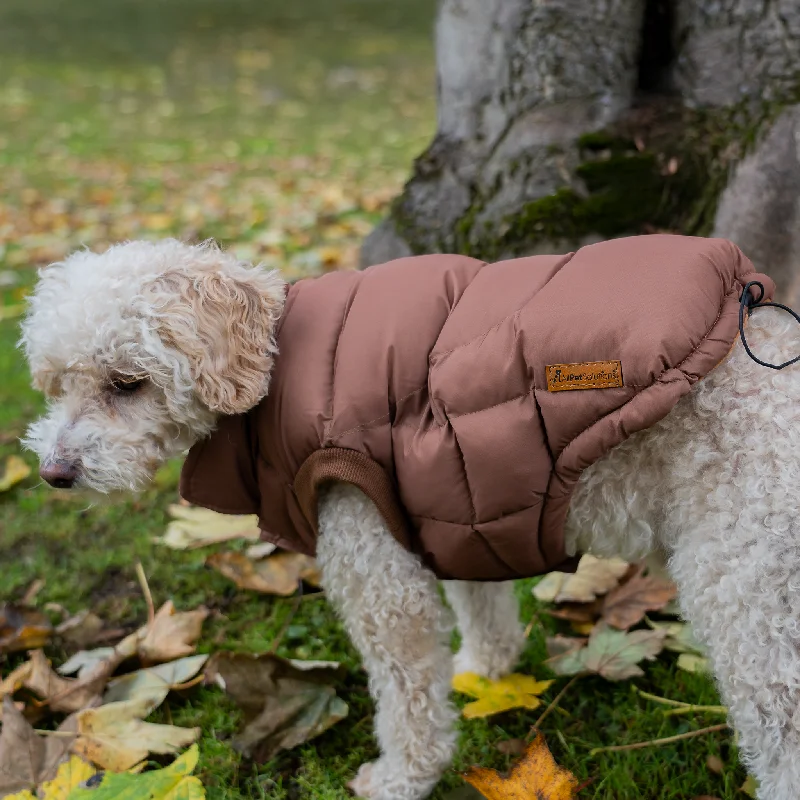 Dog Luxury Showerproof Puffer Jacket in Brown - S / M / L