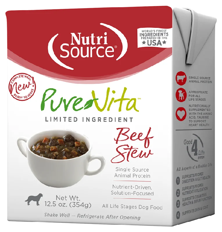 PureVita Wet Dog Food Grain-Inclusive Beef Stew 12.5oz Tetra Single