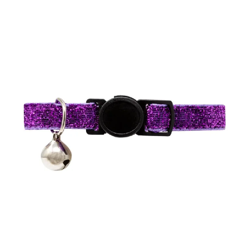 Purple Glitter Cat Collar with Safety Release Buckle