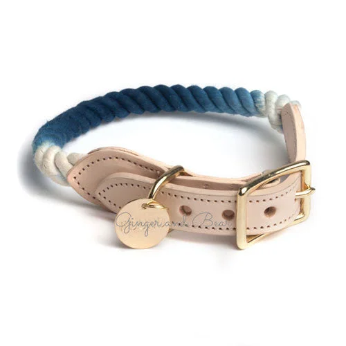 Rope and Leather Collar, Indigo