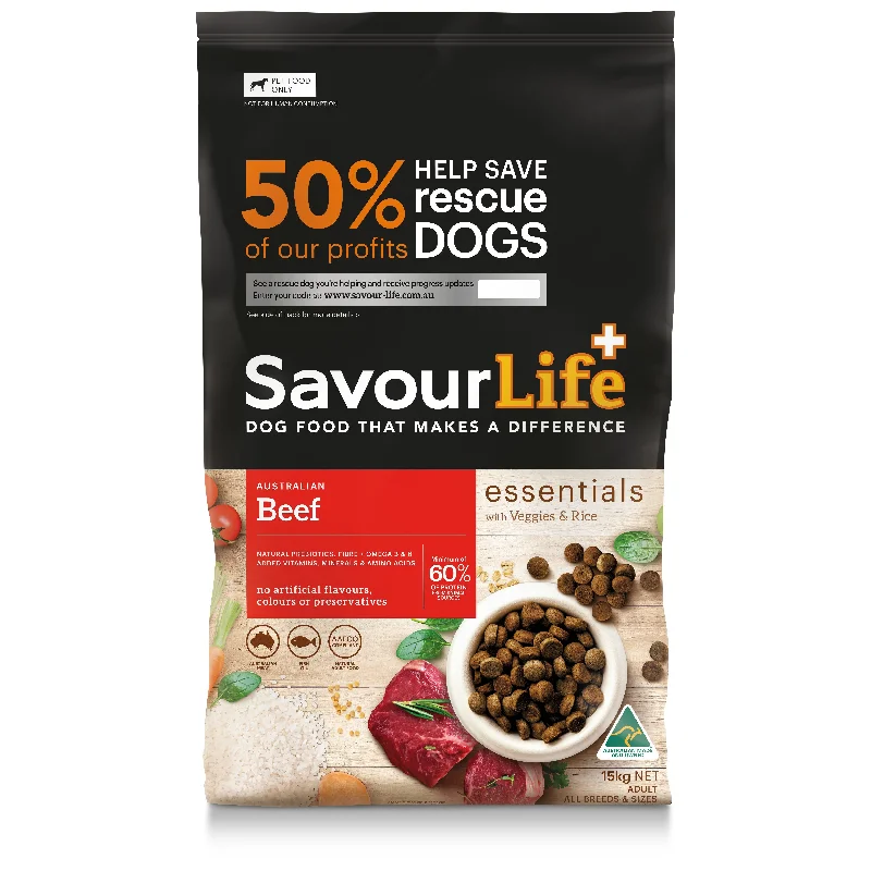 Savourlife Essentials Dry Dog Food Beef with Veggies & Brown Rice 15kg<3 <3 <3