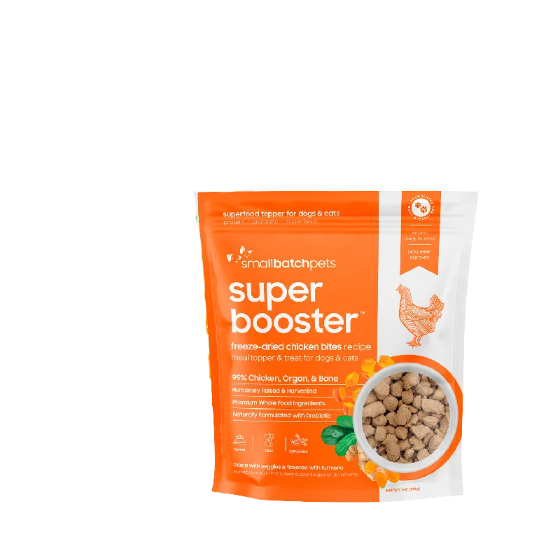 SmallBatch Freeze-Dried Super Booster Meal Topper & Treat for Dogs & Cats - Chicken Bites 7oz Bag