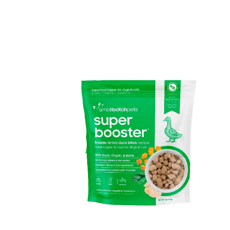 SmallBatch Freeze-Dried Super Booster Meal Topper & Treat for Dogs & Cats - Duck Bites 7oz Bag