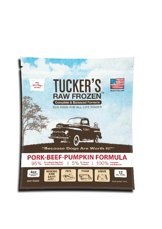 Tucker's Raw Frozen Dog Food - Pork, Beef & Pumpkin 3lb Bag