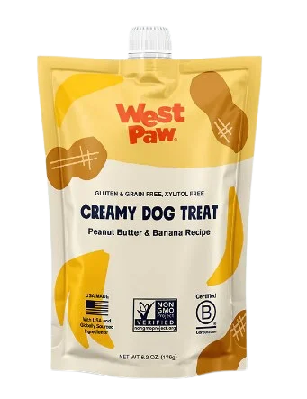 West Paw Creamy Dog Treat Peanut Butter & Banana 6.2oz pouch