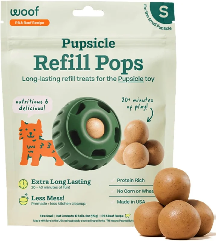 Woof Refill Treat for Pupsicle Toy - Small (10-25 lbs) - PB & Beef Recipe - 10-pack / 6oz Bag