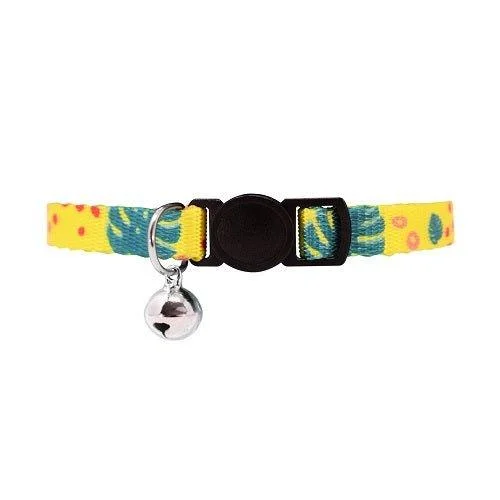 Yellow Leaf Cat Collar with Safety Release Buckle