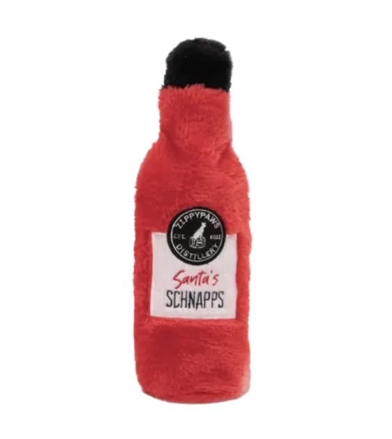 ZippyPaws Happy Hour Crusherz Christmas Holiday Dog Toy (Santa's Schnapps)