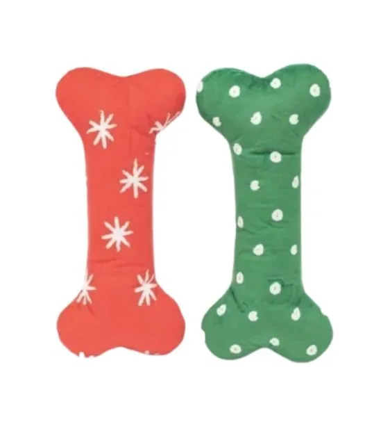 ZippyPaws Holiday Patterned Bones Dog Toy (Large 2-Pack)