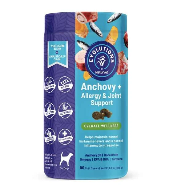 NaturVet Evolutions Anchovy + Allergy & Joint Support Soft Chew Dog Supplement (90 Count)