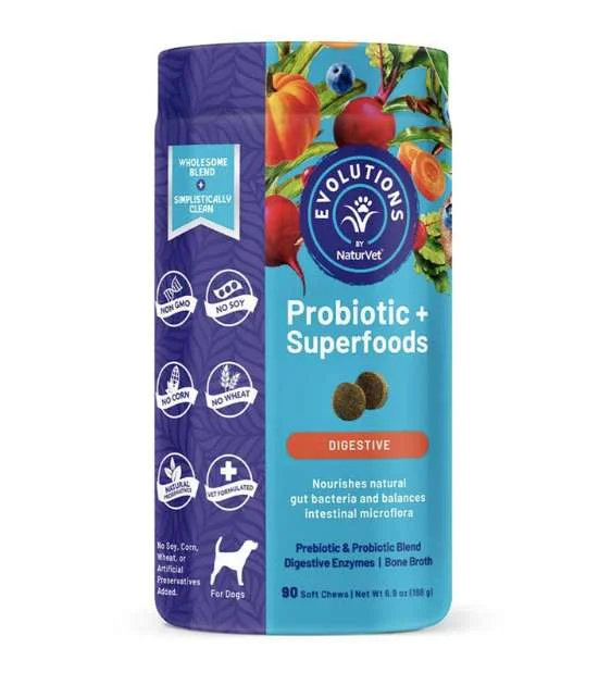 NaturVet Evolutions Probiotic + Superfoods Soft Chew Dog Supplement (90 Count)