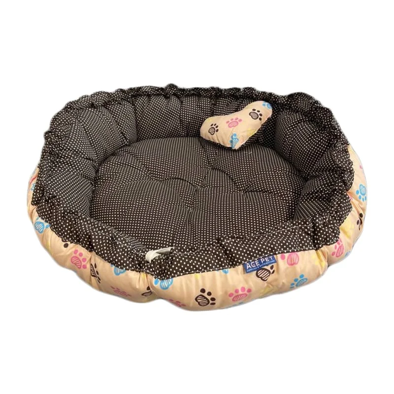 ACE PET Colourful Paws Light Brown Cupcake Dog Bed (2 Sizes)