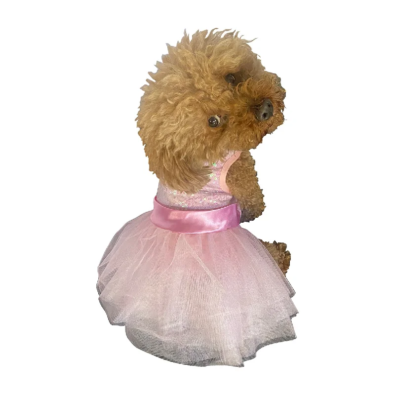 Baby Girl Shimmer Sequin Tutu Dog Dress Pink