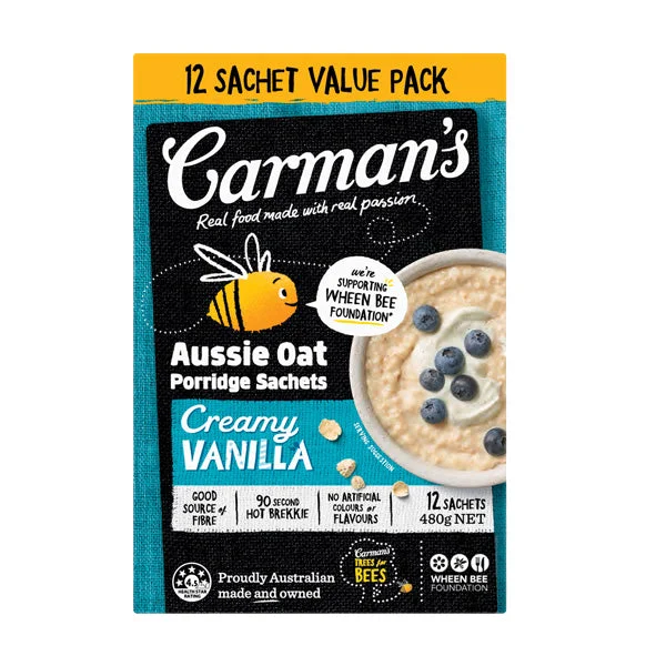 Carman's Aussie Oat Porridge Sachets Creamy Vanilla Value Pack 480g