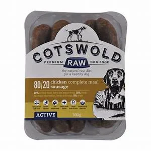 Cotswold Premium Raw Dog Food 80/20 Chicken Sausage Complete 500g