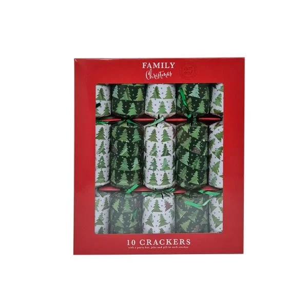 Family Crackers Green & White Tree 10 Pk