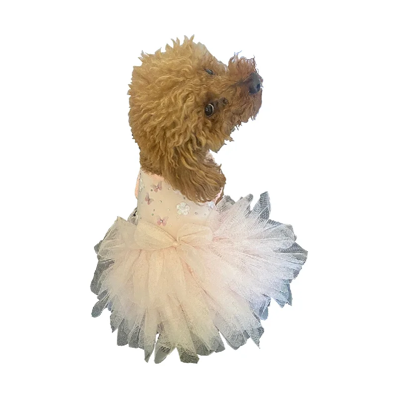 Flutter and Twirl Ribbed Tutu Dog Dress Pink