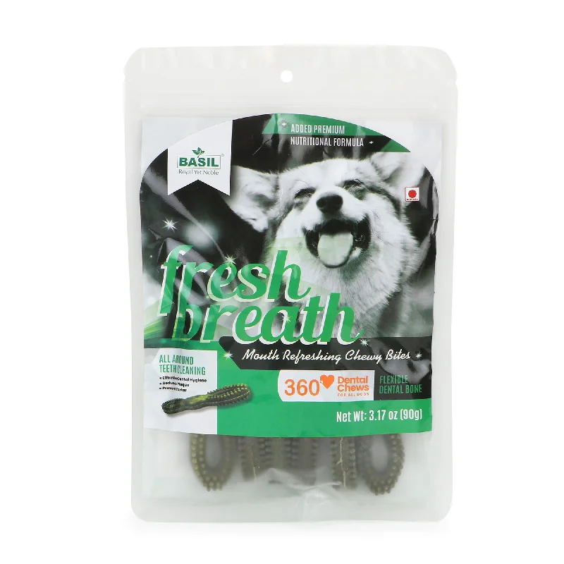 BASIL Fresh Breath 360* Dental Chew Treat for Dogs & Puppies | 90 Grams