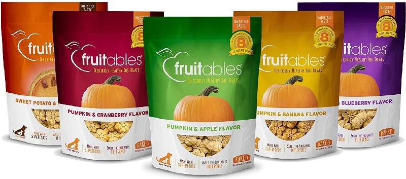 Fruitables All Natural 7 Ounce Vegetarian Pumpkin Baked Crunchy Dog Treats, Variety Pack