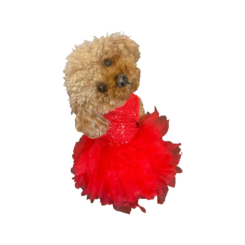 Grand Entrance Allover Sequins Tutu Dog Dress Red