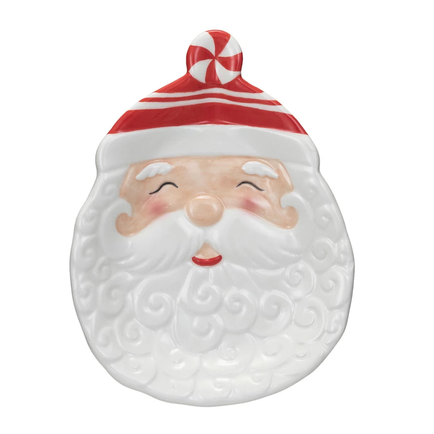 Hand Painted Ceramic Santa Plate