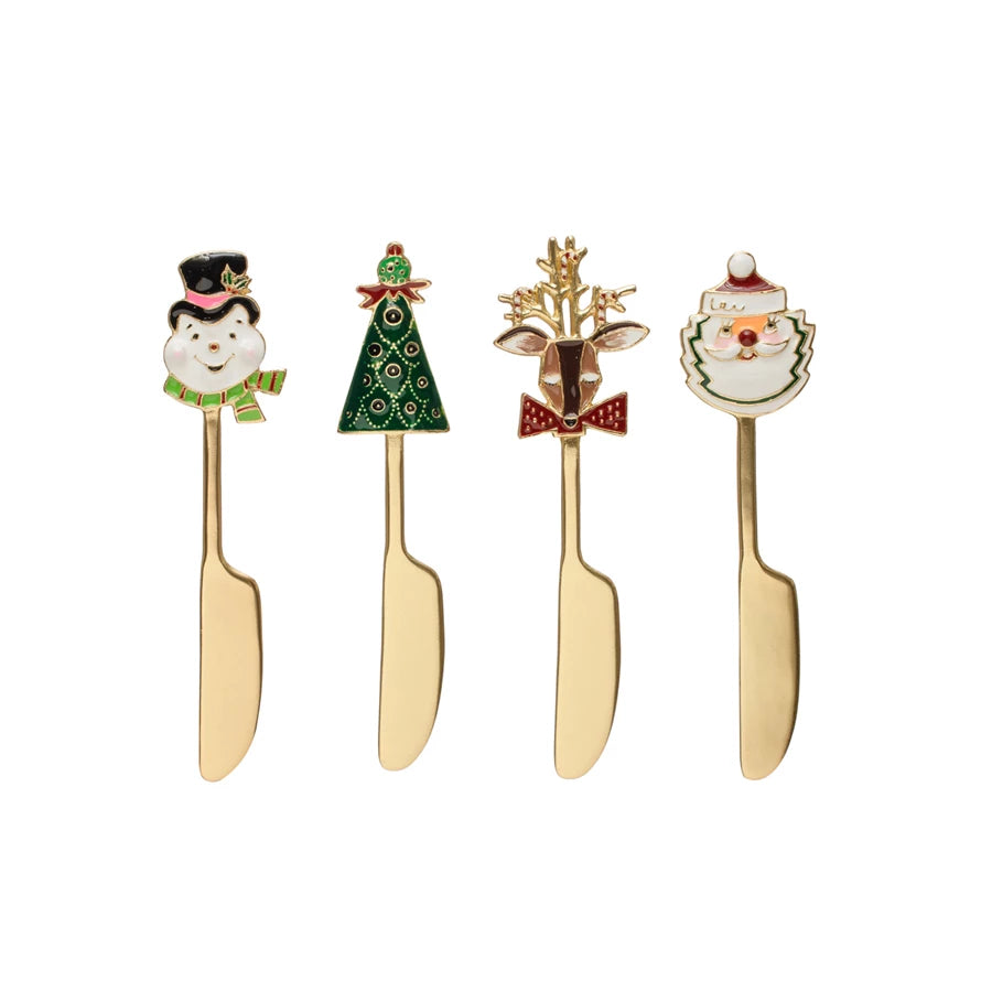 Holiday Canape Knife with Enameled Holiday Icon Handle