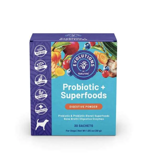 NaturVet Evolutions Probiotic + Superfoods Digestive Powder Dog Supplement (30 Sachets)