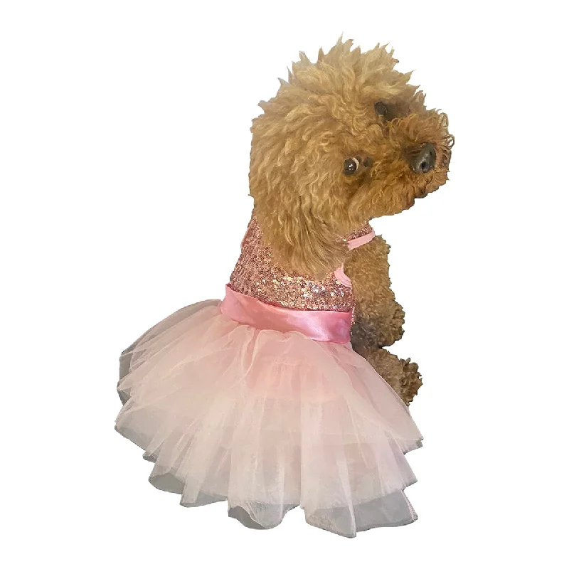 Over The Top Iridescent Sequin Tutu Dog Dress Blush