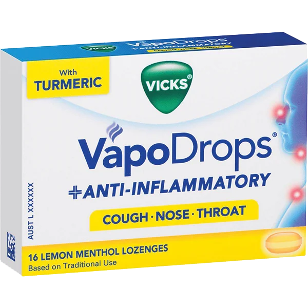 Vicks Vapo Drops Anti-Inflammatory Lemon Menthol 16pk